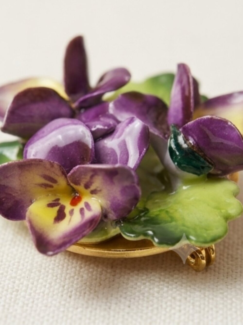 Vintage Cara China Staffordshire Floral Brooch Pin - Picture 5 of 5